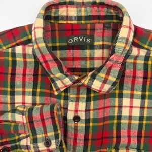 Orvis Flannel Shirt Mens XXL Red Green Plaid Long Sleeve 100% Cotton Button Down